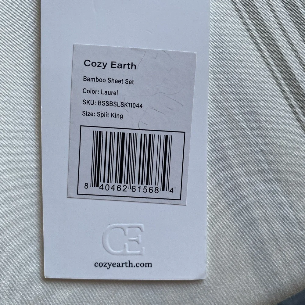 Cozy Earth Bamboo Sheet Set-King- Baja Stripe in Laurel $368 retail